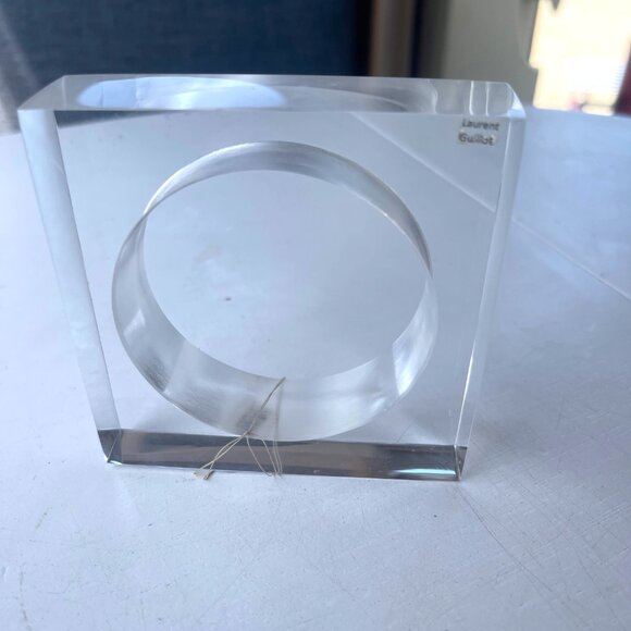 Laurent Guillot Lucite Square Bangle Bracelet Vintage Clear MSRP $350 - Picture 7 of 11